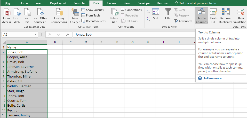 Separate First And Last Name In Excel With Comma