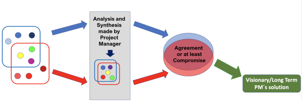 Diagram 2: Divergent-Convergent Compromise Paths Process with Project Manager's Visionary Solution